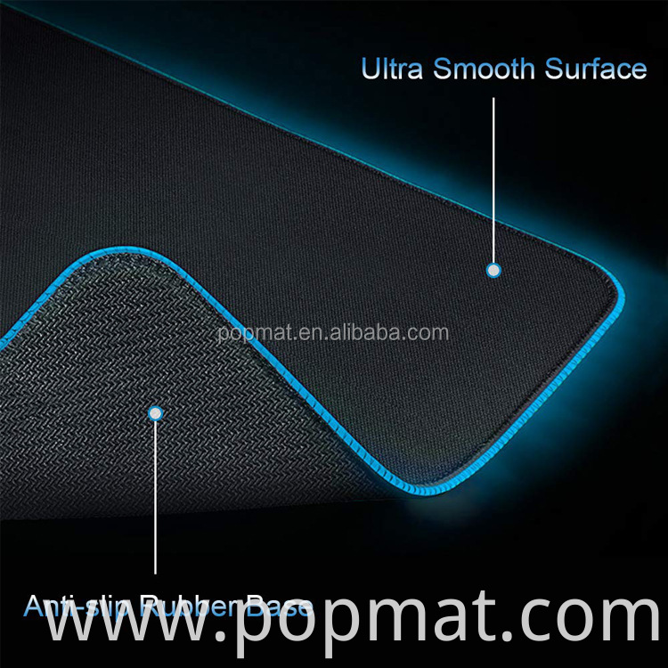 High quality Anti-slip rubber base USB luminous mouse pads customized gaming LED mouse pads